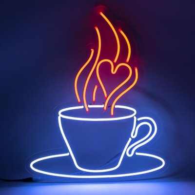 Неонова LED вивіска Горнятко кави 415х500мм горянтко фото