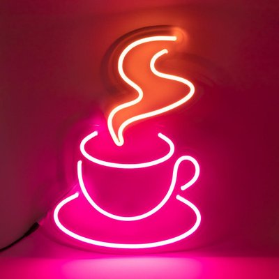 Неонова LED вивіска Філіжанка кави с туркой 500х470 фото