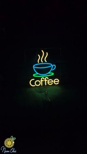 Неонова LED вивіска Філіжанка+coffee 34х38cм кава фото