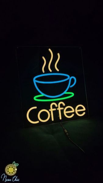 Неонова LED вивіска Філіжанка+coffee 34х38cм кава фото
