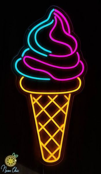 Неонова LED вивіска Морозиво-Ріжок 87х43см ріжок фото