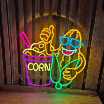 Неоновая вывеска Кукуруза (Corn) 55х55см кукурудза фото