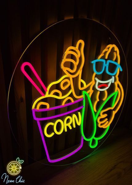 Неонова вивіска Кукурудза (Corn) 55х55см кукурудза фото