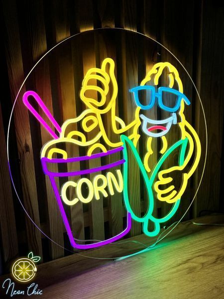 Неонова вивіска Кукурудза (Corn) 55х55см кукурудза фото