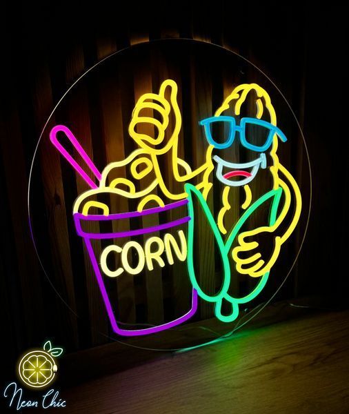 Неонова вивіска Кукурудза (Corn) 55х55см кукурудза фото