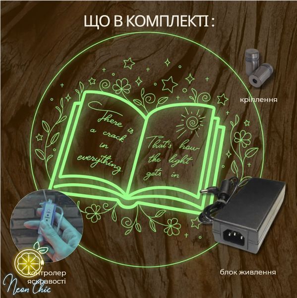 Настінний неоновий світильник Книга 40 см книга.напис фото