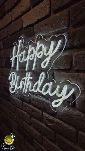 Неоновая Led вывеска Happy Birthday 55х36cм свято1 фото
