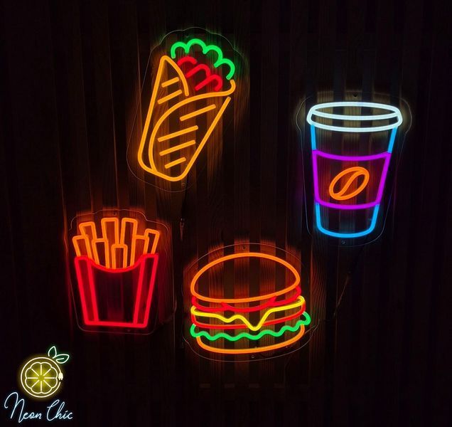 Неоновая Led вывеска Стакан кофе 24х32см фастфуд фото