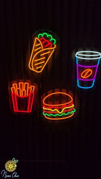 Неоновая Led вывеска Картошка фри 23х29см фастфуд фото