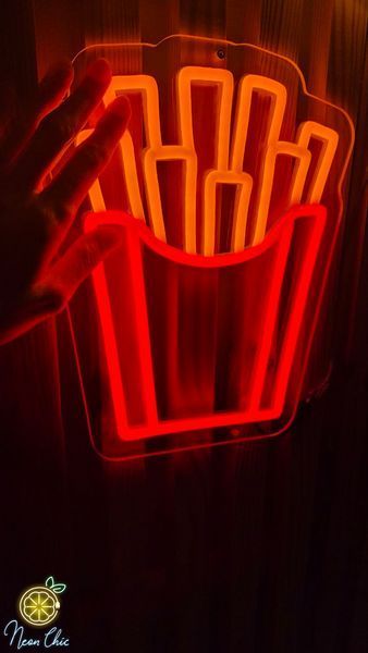 Неоновая Led вывеска Картошка фри 23х29см фастфуд фото