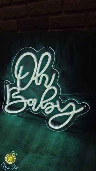 Неоновая Led вывеска Oh Baby белая 40х35см свято1 фото