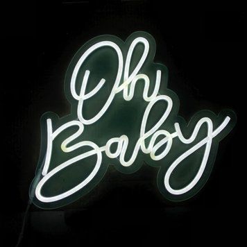 Неоновая Led вывеска Oh Baby белая 40х35см свято1 фото