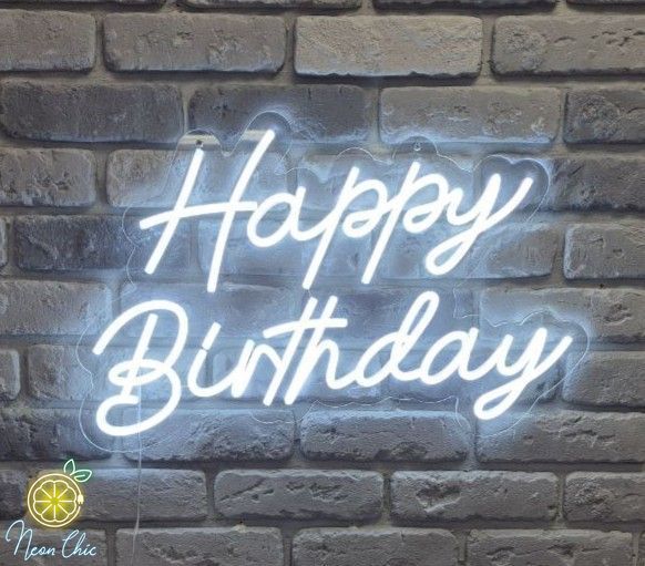 Неоновая Led вывеска Happy Birthday 65х43cм свято1 фото
