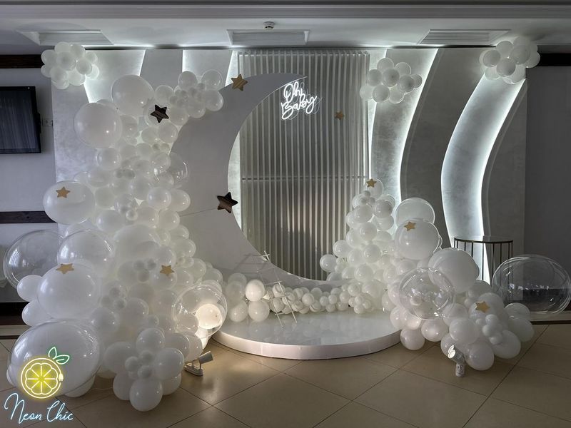 Неоновая Led вывеска Oh Baby белая 400х347мм свято1 фото
