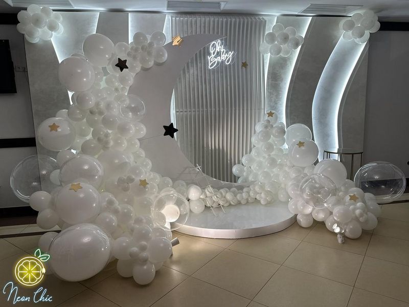 Неоновая Led вывеска Oh Baby белая 400х347мм свято1 фото