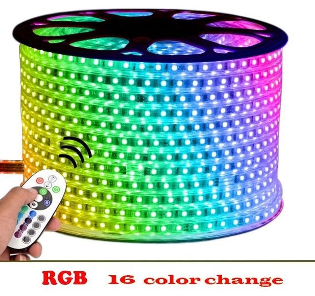 Набір стрічка RGB дворядна 5м з пультом 220V-8W/m IP65 5050 #19 10 фото