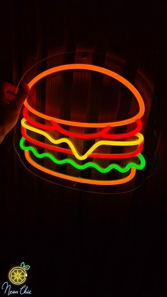 Неонова LED вивіска Бургер 27х31см фастфуд фото