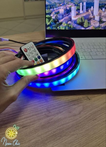 Готовий комплект RGB Smart LED Neon 5 м USB з пультом та кріпленням чорний профіль прям.неонкомпл. фото