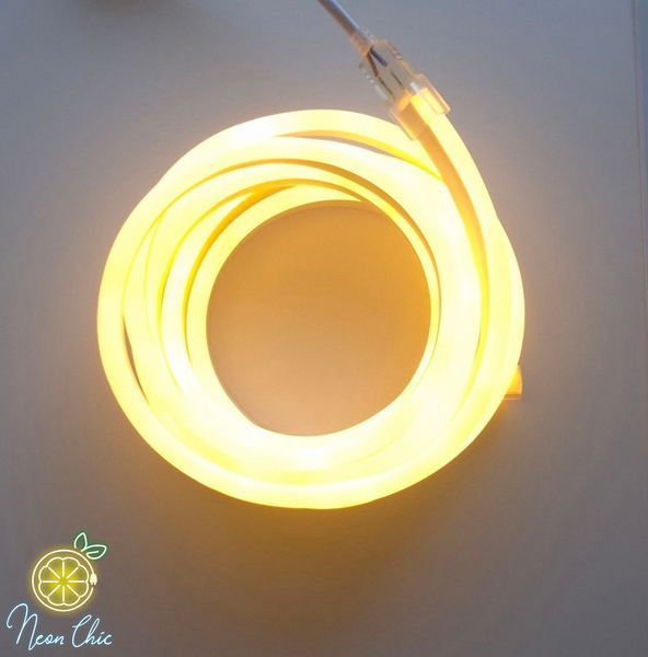 Набір LED Neon Теплий білий 8х16мм 220v 5м + адаптер живлення та кріплення №53-3/5/10 фото