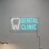 Неонова вивіска для стоматології Dental Clinic+Зуб 45х20см стоматологія фото