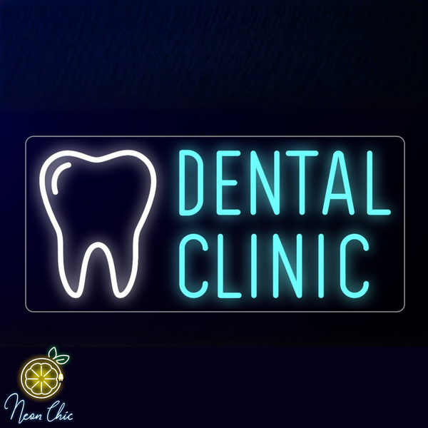 Неонова вивіска для стоматології Dental Clinic+Зуб 45х20см стоматологія фото