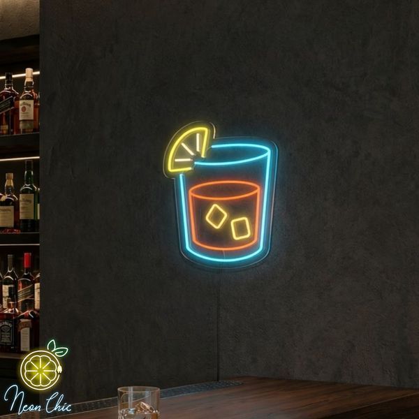 Неонова LED вивіска Віскі 31х33 см коктейлі фото