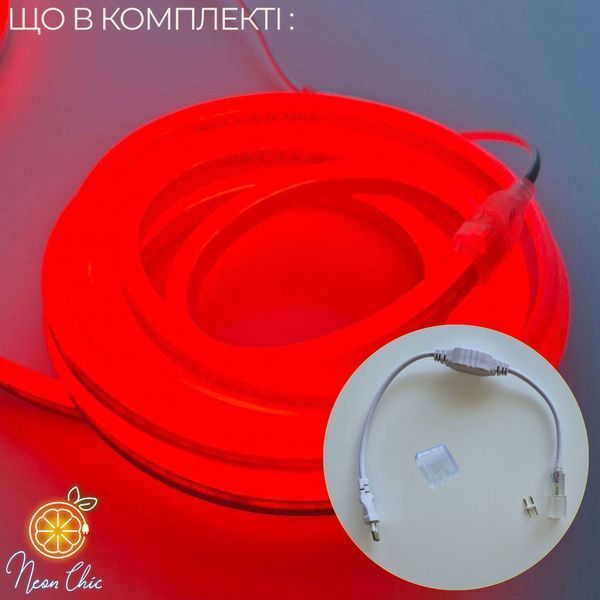 Набір LED Neon Червоний 8х16мм 220v 10м + адаптер живлення №53-3/5/10 фото