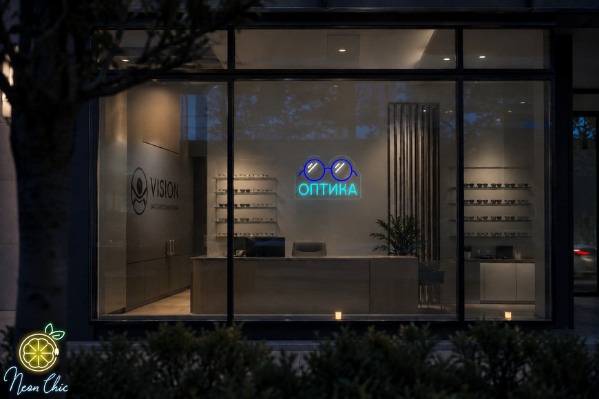 Неонова Вивіска для оптики+Окуляри 33&times;22 см оптика фото