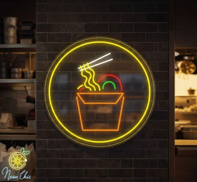 Неоновая Led вывеска Лапша 60х60см лапша фото