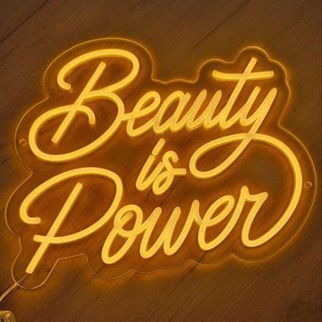 Неоновая Led вывеска Для салона красоты Beauty is power 40х37см салон.краси фото