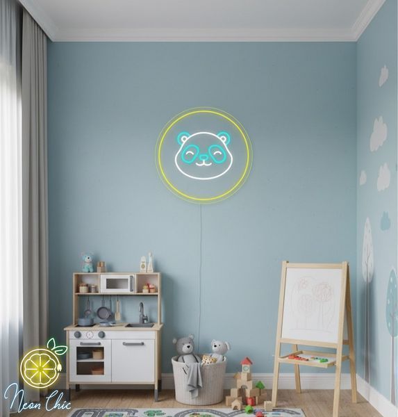 Неоновая Led вывеска Панда 60х60см панда фото