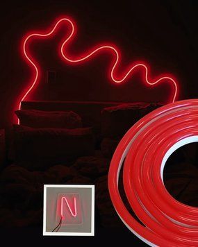 Сборка LED Неон Красный 6*12mm 5м + блок питания 5А + пульт и крепления №54+бл фото