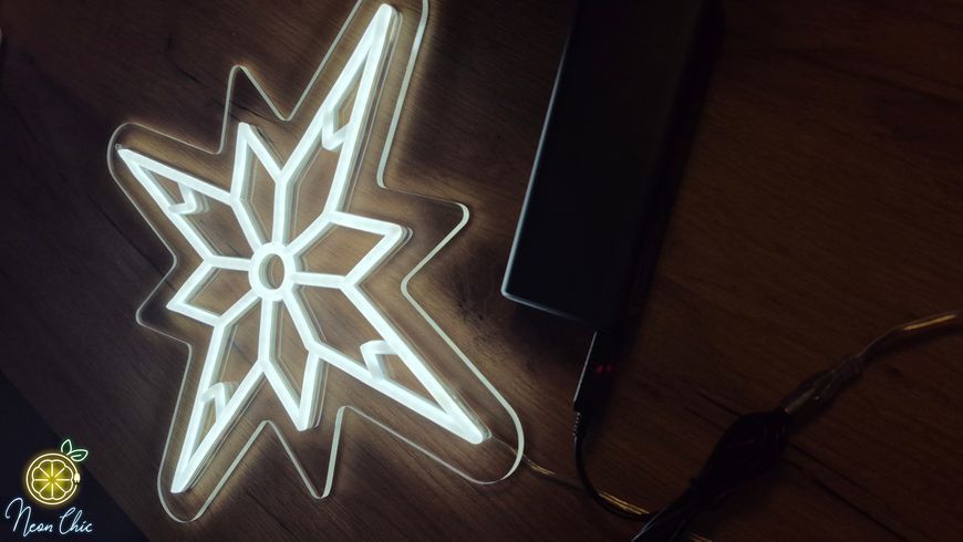 Неоновая вывеска Рождественская звезда 40см с USB-шнуром зірка фото