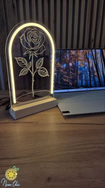 Настільний неоновий світильник з USB та сенсором 20х30см нічн.акрил.грав. фото