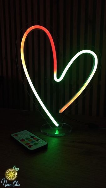 Неонова LED вивіска Серце 20х25см з пультом Smart Rgb 1021872 фото