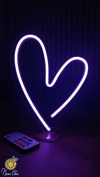 Неонова LED вивіска Серце 20х25см з пультом Smart Rgb 1021872 фото