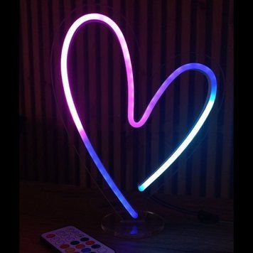 Неонова LED вывеска Сердце 20х25см с пультом Smart Rgb 1021872 фото