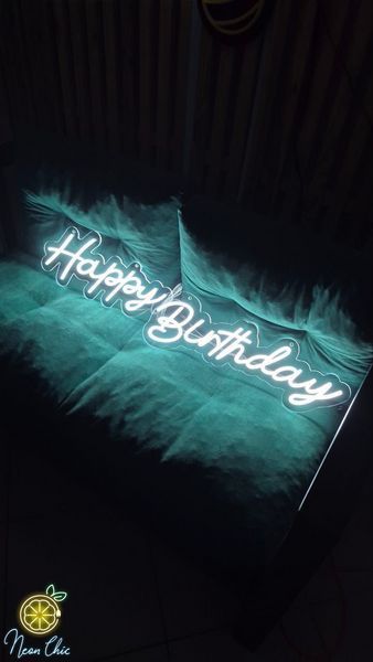 Неоновая Led вывеска Happy Birthday 100х20cм свято1 фото