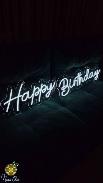 Неоновая Led вывеска Happy Birthday 100х20cм свято1 фото