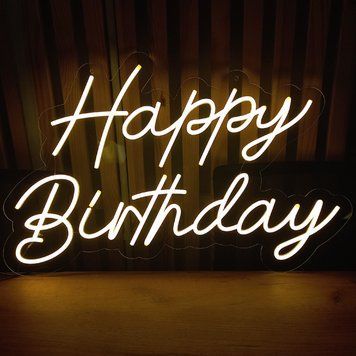 Неоновая Led вывескаHappy Birthday 100х64cм свято1 фото