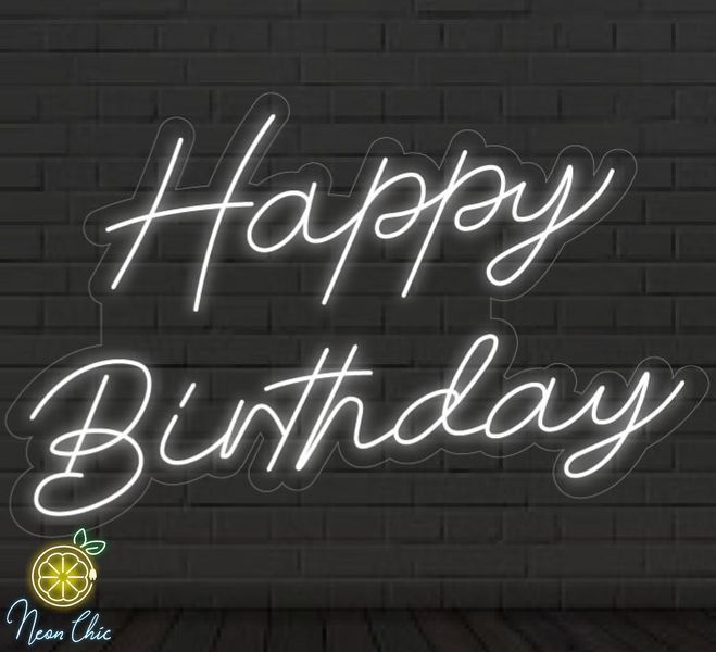 Неоновая Led вывескаHappy Birthday 100х64cм свято1 фото