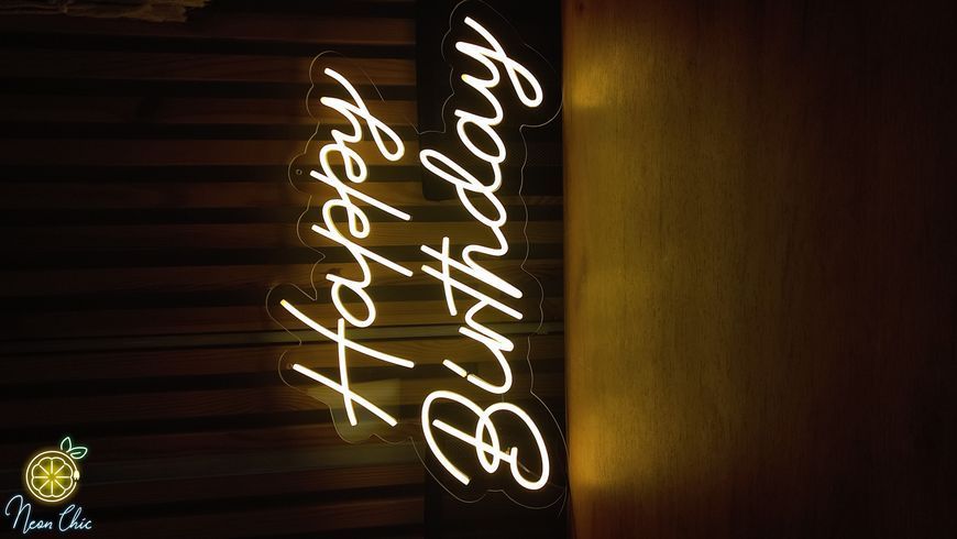 Неоновая Led вывескаHappy Birthday 100х64cм свято1 фото