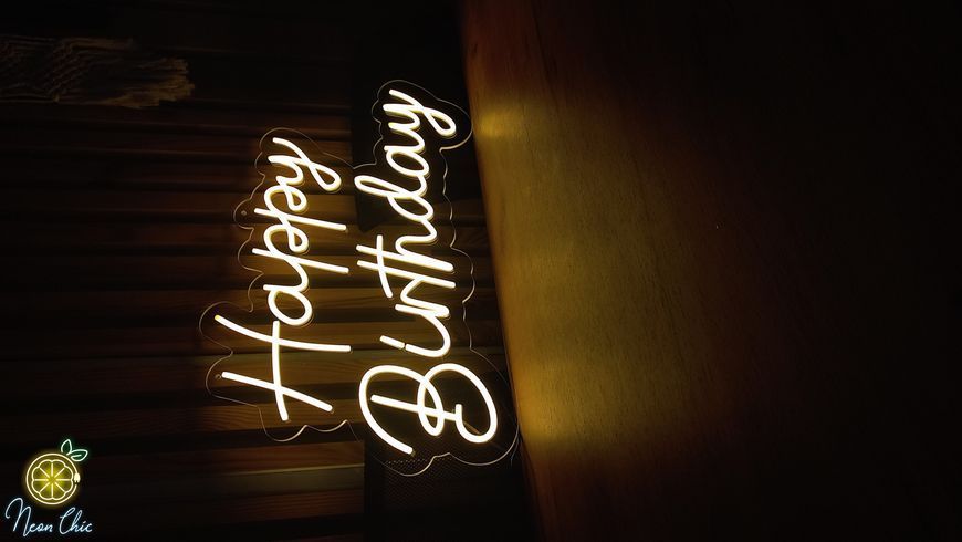 Неоновая Led вывескаHappy Birthday 100х64cм свято1 фото