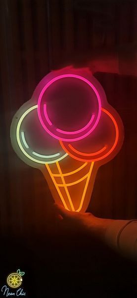 Неоновая Led вывеска Мороженое-Рожок 38х50см ріжок фото