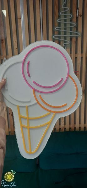 Неоновая Led вывеска Мороженое-Рожок 38х50см ріжок фото
