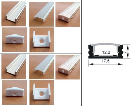 Профиль для светодиодной ленты прямой 2м+комплектующие 648608736 фото