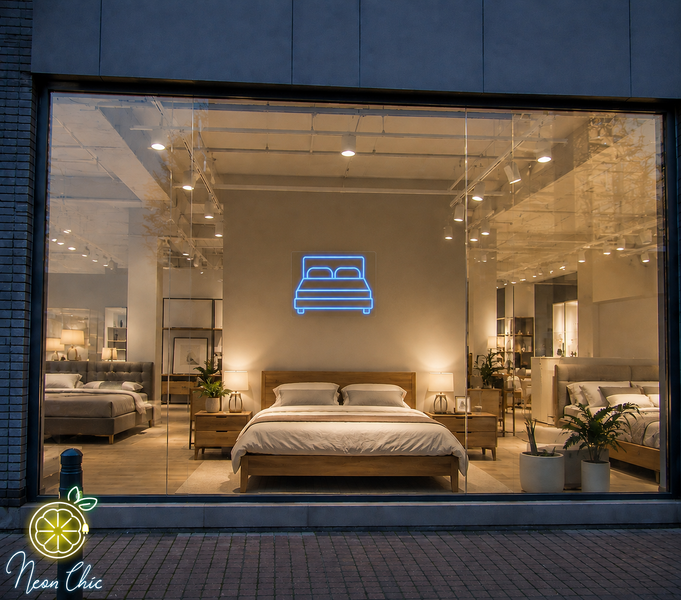 Неоновая Led вывеска для мебельного магазина Кровать 50х38см меблі фото