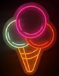 Неоновая Led вывеска Мороженое-Шарики 38х50см ріжок фото