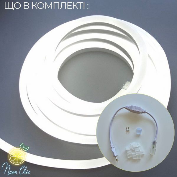 Набір LED Neon Холодний Білий 8х16мм 220v 3м + адаптер живлення №53-3/5/10 фото