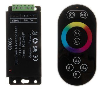 LED контролер світлодіодний чорний RGB 18А 216Вт, (8 кнопок) 1009695 фото